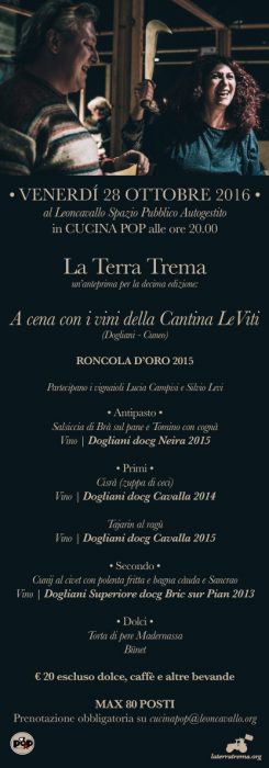 A Cena Con I Vini Della Cantina Leviti Roncola Doro La Terra